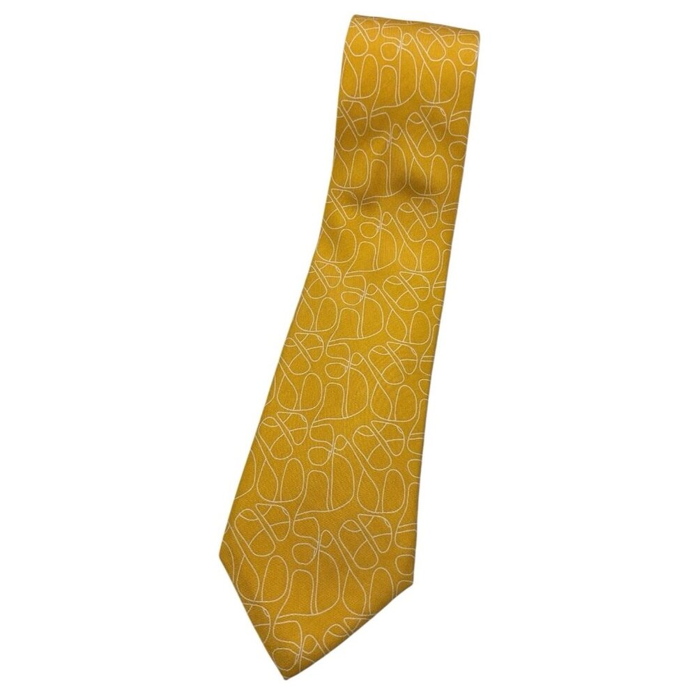 NEW VINEYARD VINES 100% Silk Necktie DESIGNER Tie Yellow Geometric W:3.5"